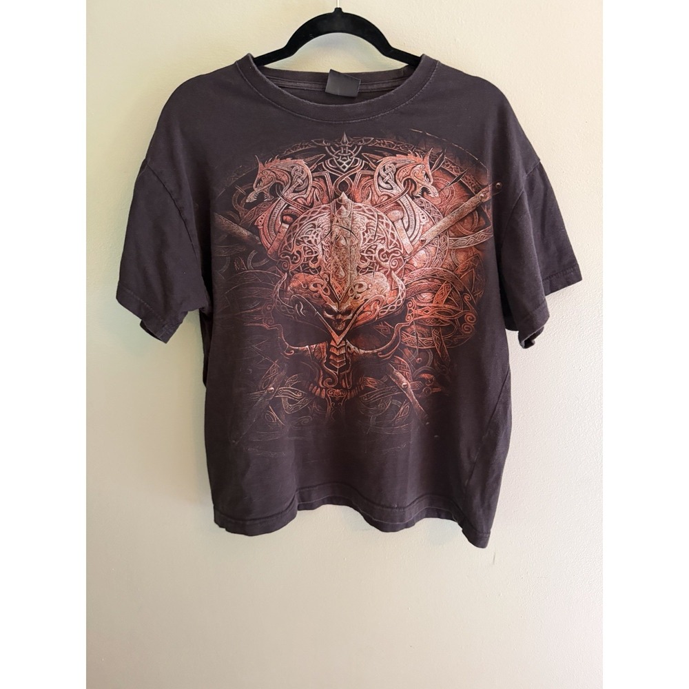 Spiral Direct Viking Skull T Shirt Large Celtic Norse Warrior Graphic Black